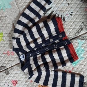 Blue and white striped baby sweater